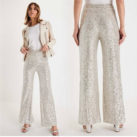 Lulu's Sparkling Sequin Pants in Silver/Gold - Picture 7 of 13